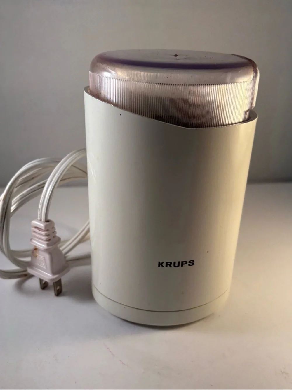 Krups Type 208 Touch Top‎ Coffee Mill Bean Nut Electric Grinder White WORKING